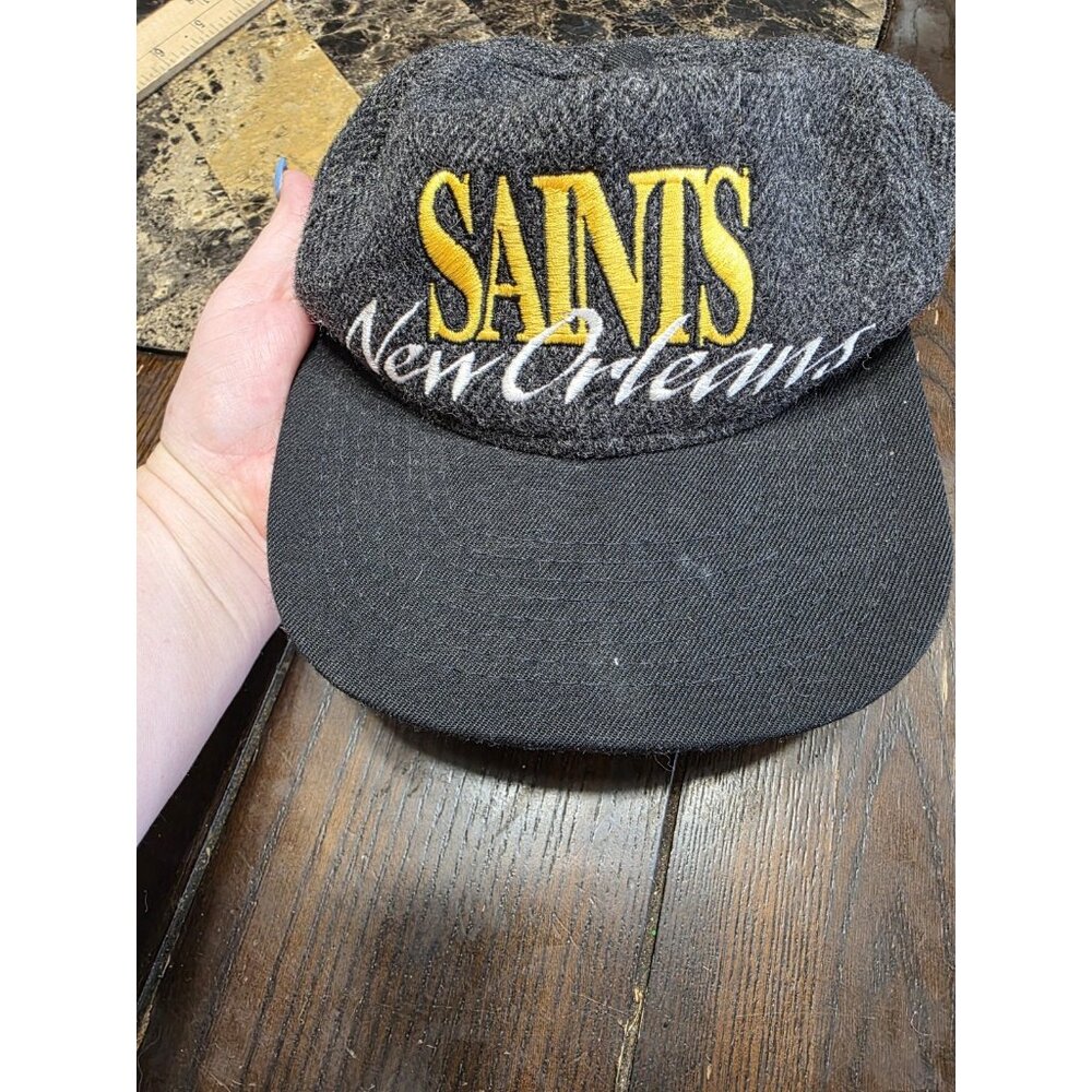 Vintage New Orleans Saints #1 Apparel Hat Gray Snapback Wool Blend Cap